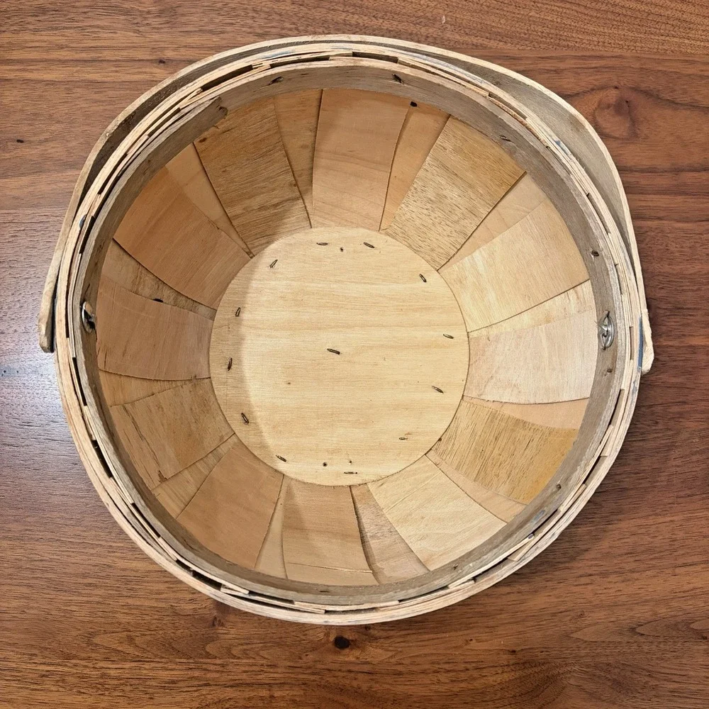 Vintage 1995 Hearts Harvest Basket Wood Country Decor Pastel